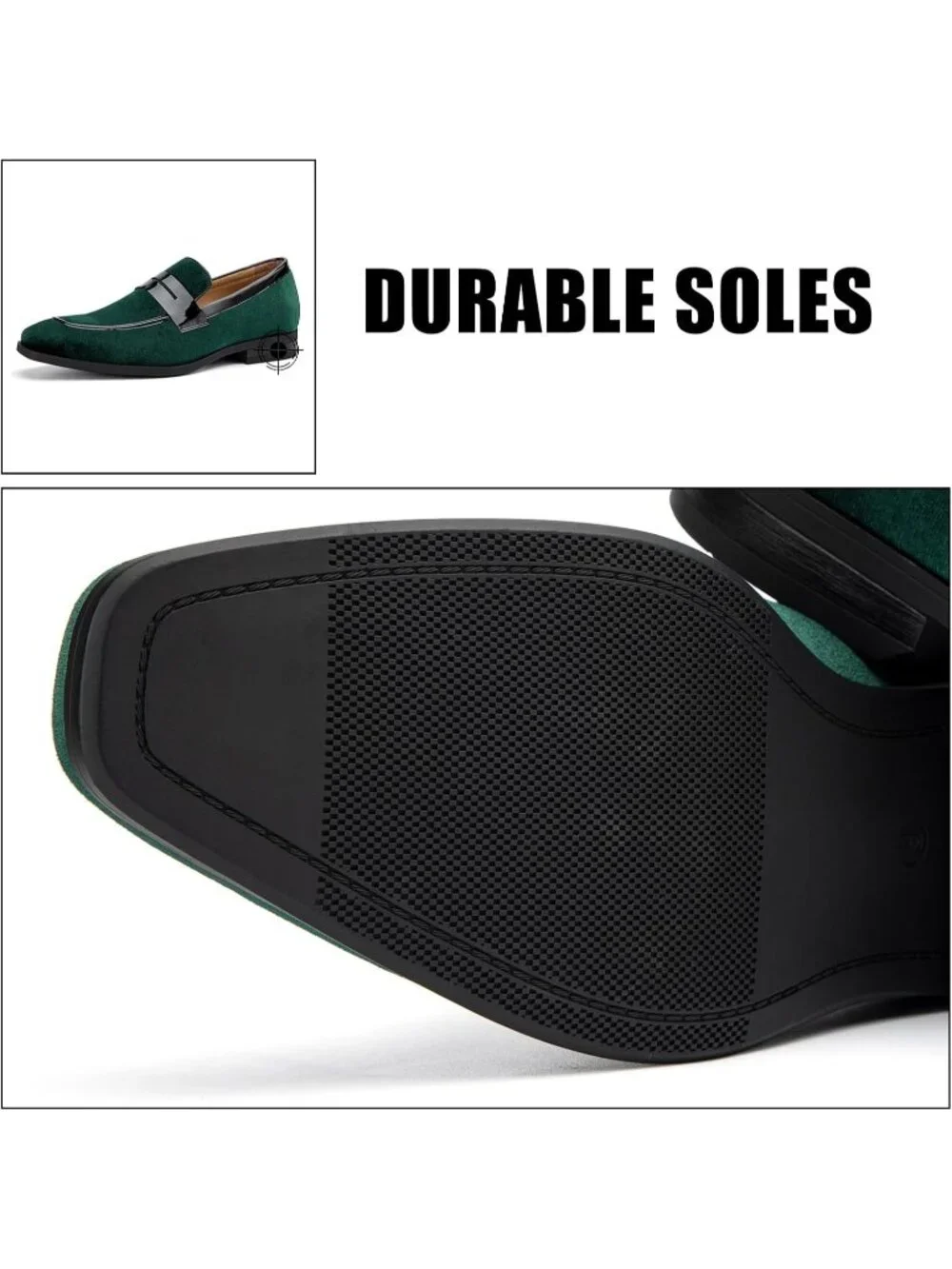 🆕Men's Green Rubber Velvet Loafers Pull-On Dress Shoes Tuxedo Suit Shoes